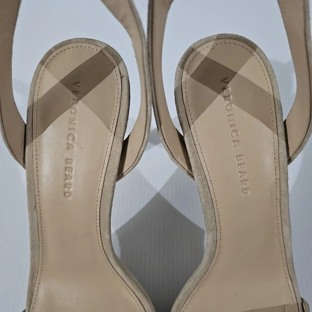Veronica Beard Darcelle Platform Sandal Womens 10 Sand Beige Suede Stiletto Heel